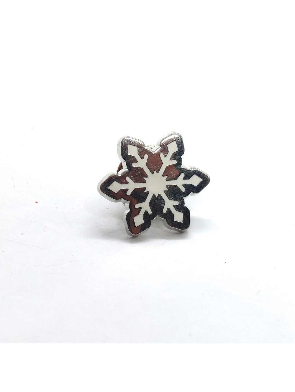Vintage Snowflake Enamel Pin Winter Christmas Holiday White Snow Lapel